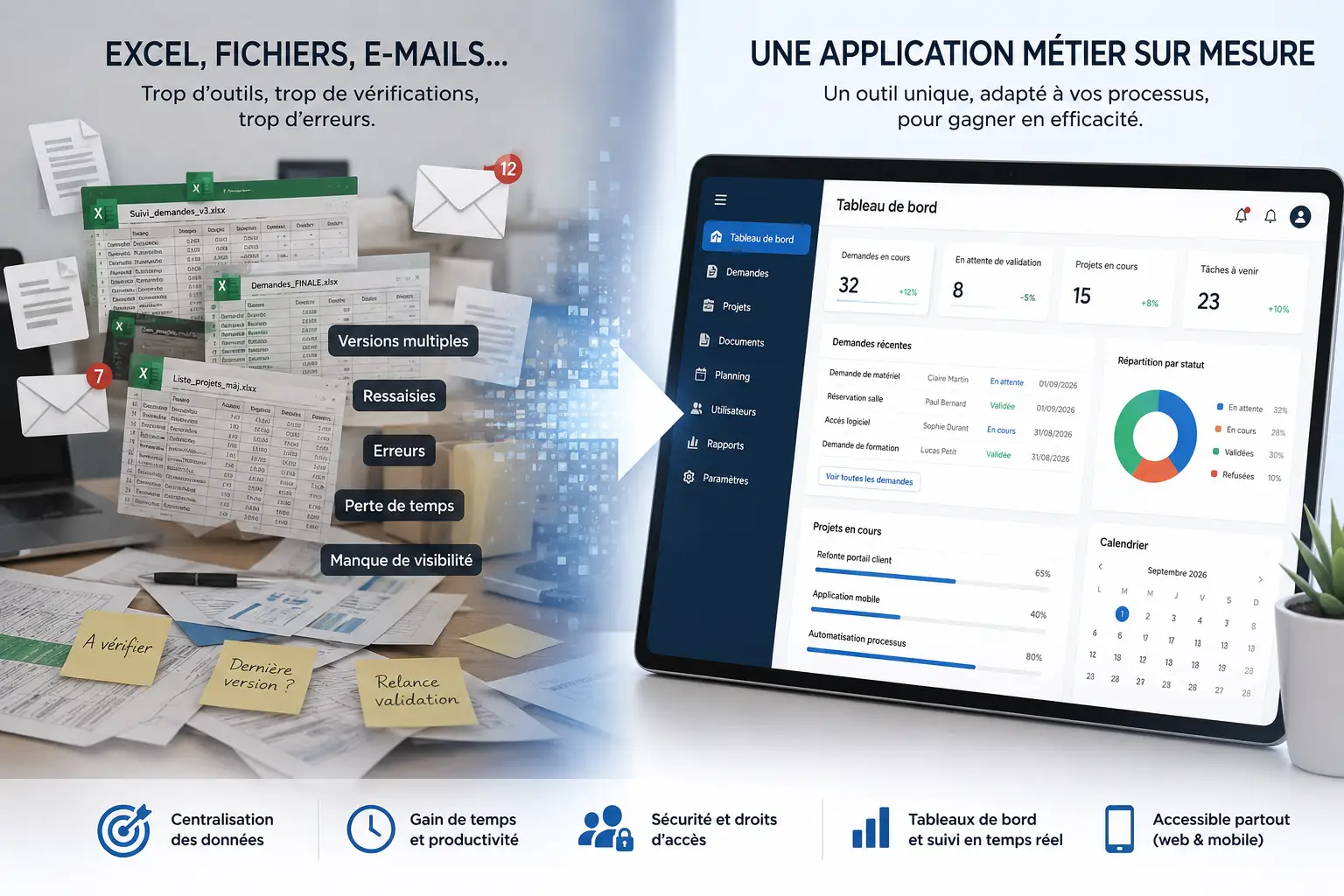 Application métier sur mesure remplaçant des fichiers Excel