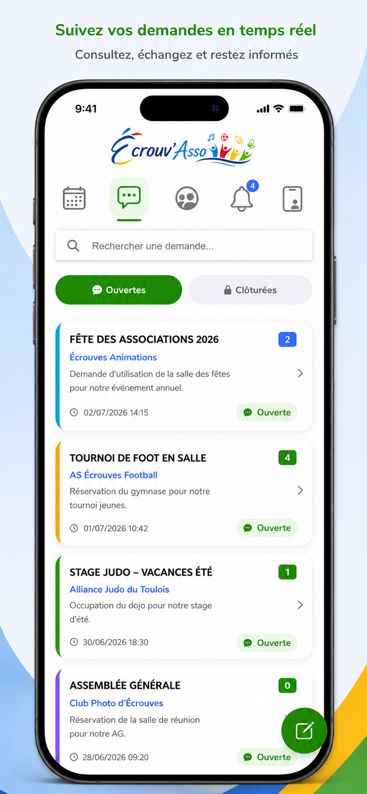 Suivi des demandes associatives dans l'application Écrouv’Asso
