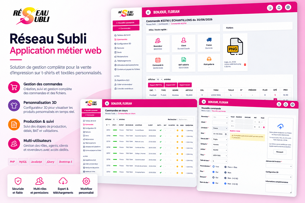 Réseau Subli, plateforme e-commerce dédiée à la personnalisation textile
