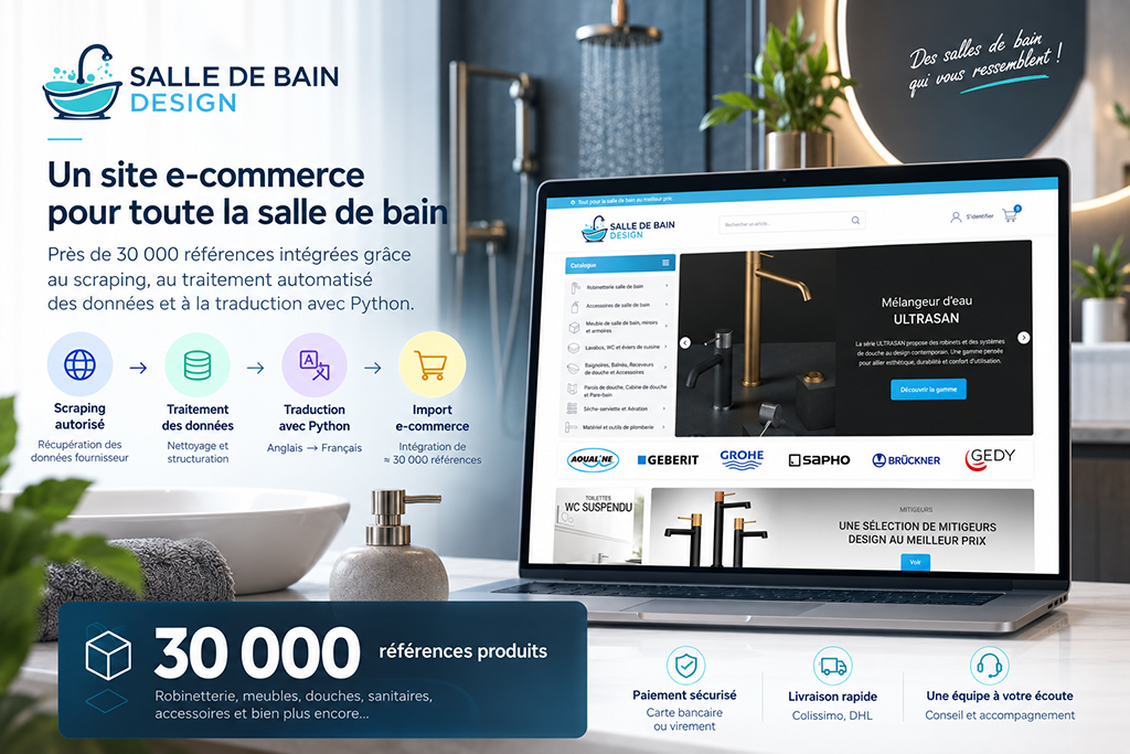 Salle de Bain Design, site e-commerce dont le catalogue de près de 30 000 références a été automatisé