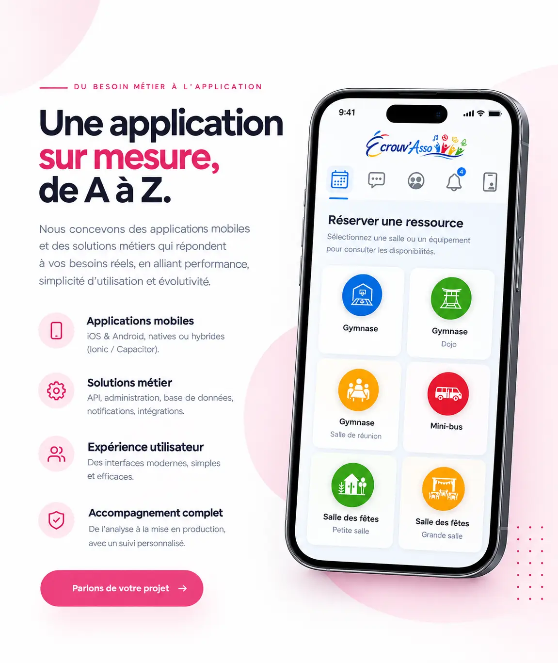 Application mobile Écrouv’Asso - réservation de salles et équipements