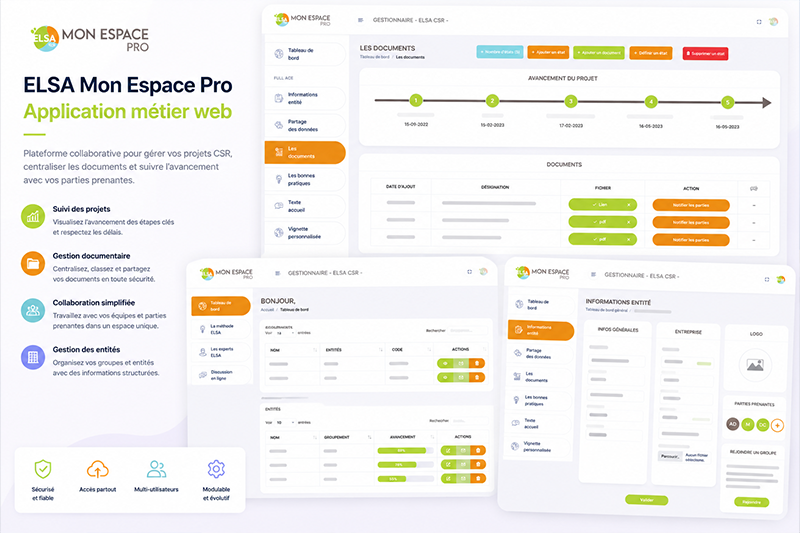ELSA Mon Espace Pro, plateforme collaborative et application métier web