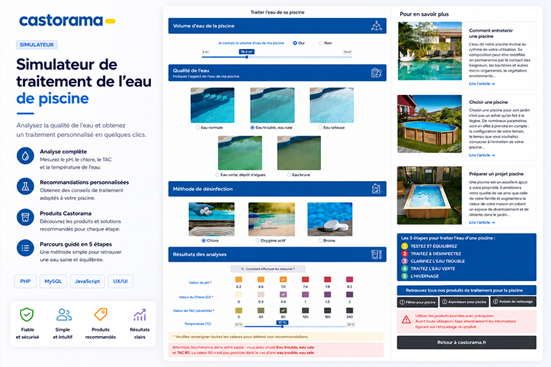 Simulateur Castorama de traitement de l’eau de piscine