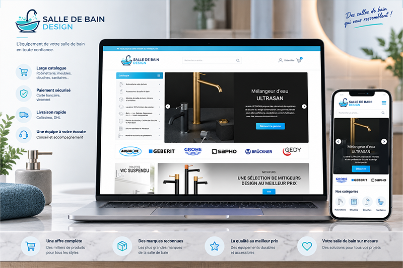 Salle de Bain Design, site e-commerce spécialisé dans l'équipement et l'aménagement de la salle de bain